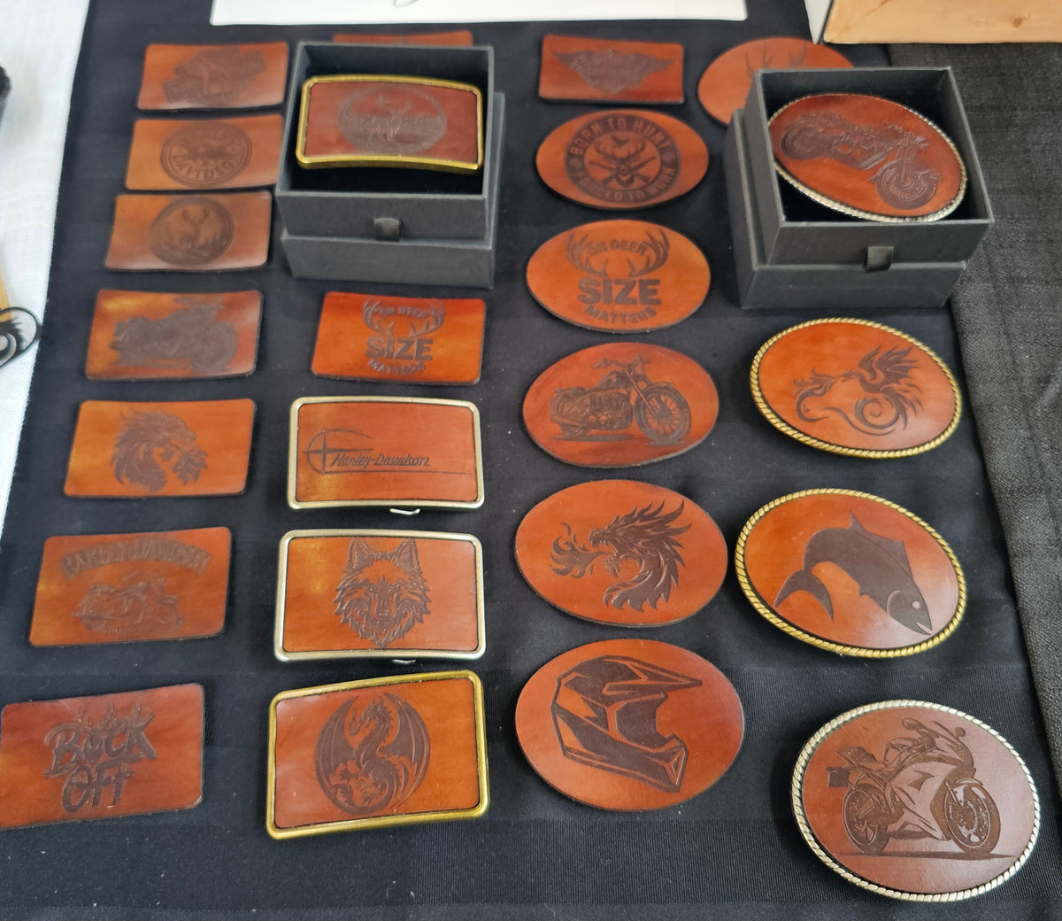 Belt Buckles with Leather Inset