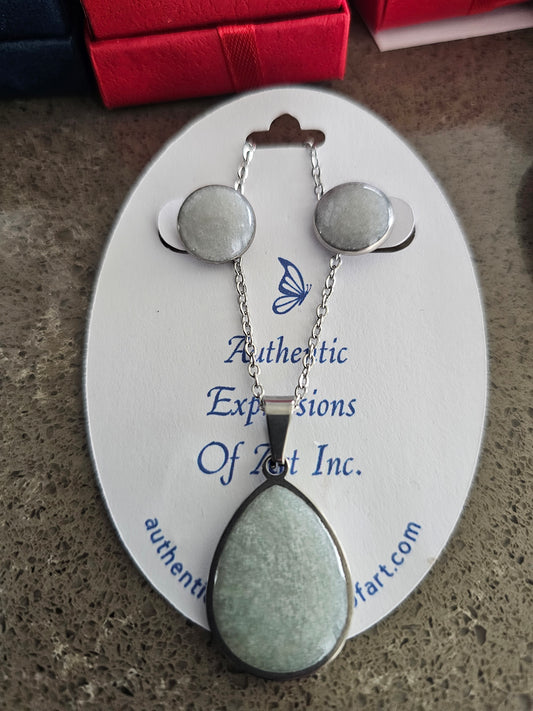Earring and Necklace Set - Silver