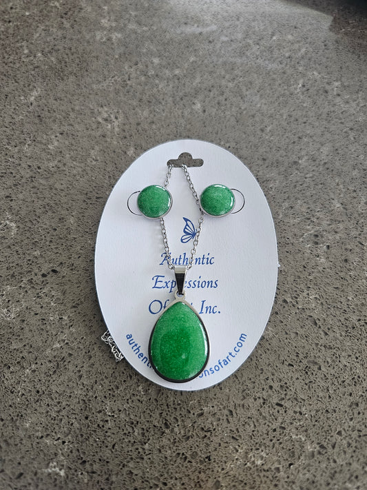 Earring and Necklace Set - Mint Pearl