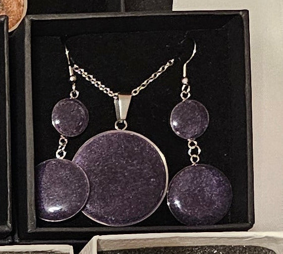 Earring and Necklace Set - Purple