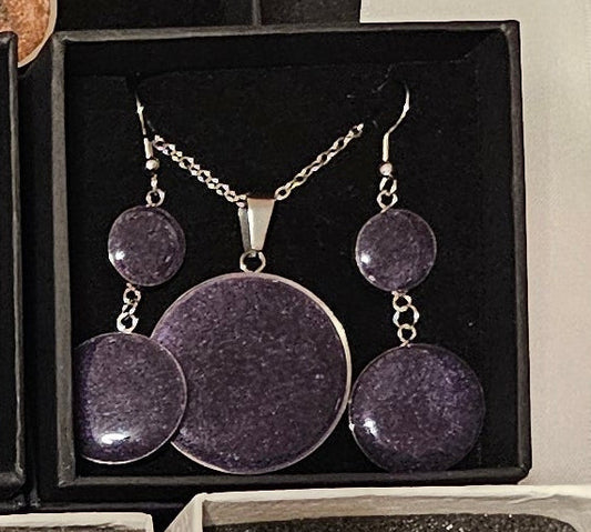 Earring and Necklace Set - Purple