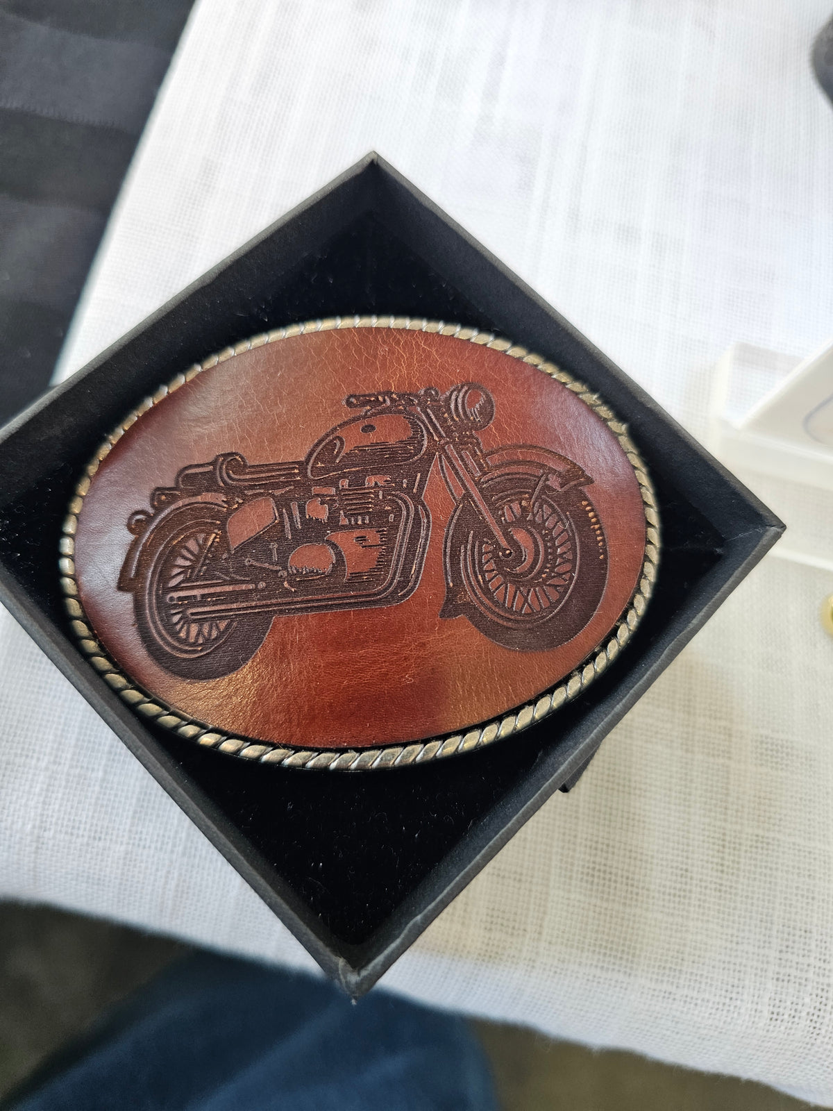 Belt Buckles with Leather Inset