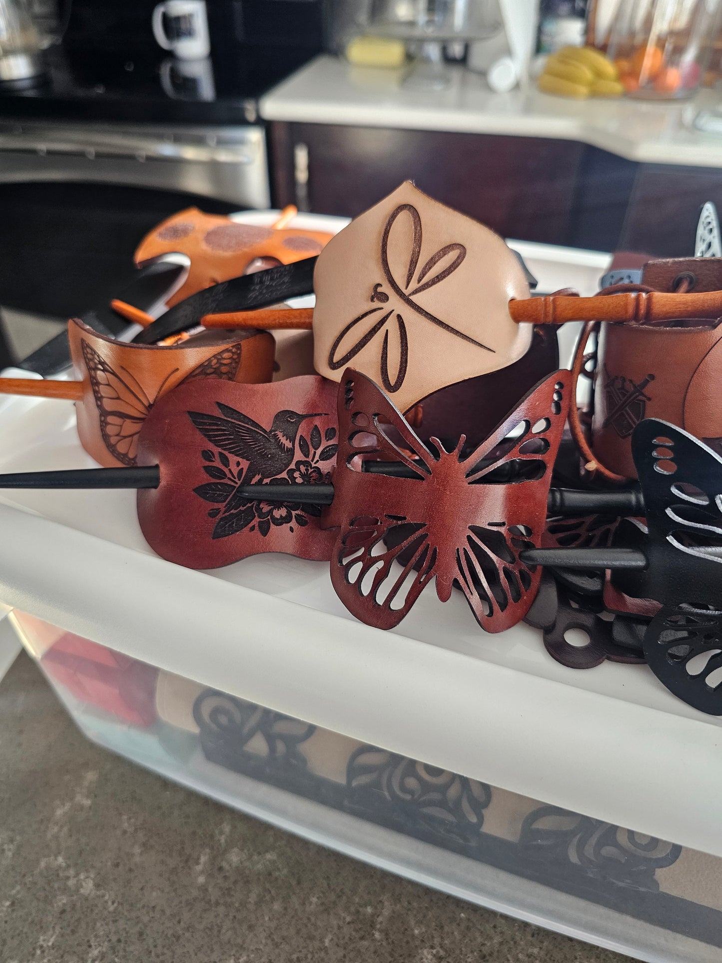 Leather Hair Barrettes